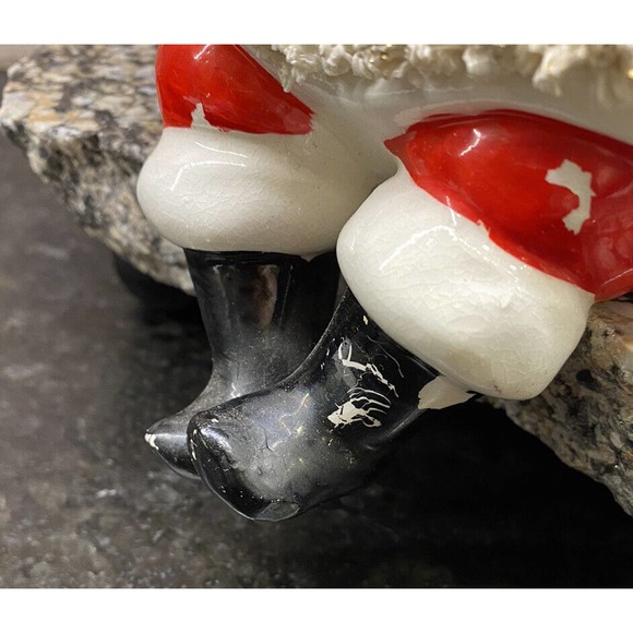 Vtg Lefton Spaghetti Trim Shelf Sitter Santa Clause 1950's 8" Ceramic Japan - Picture 11 of 12